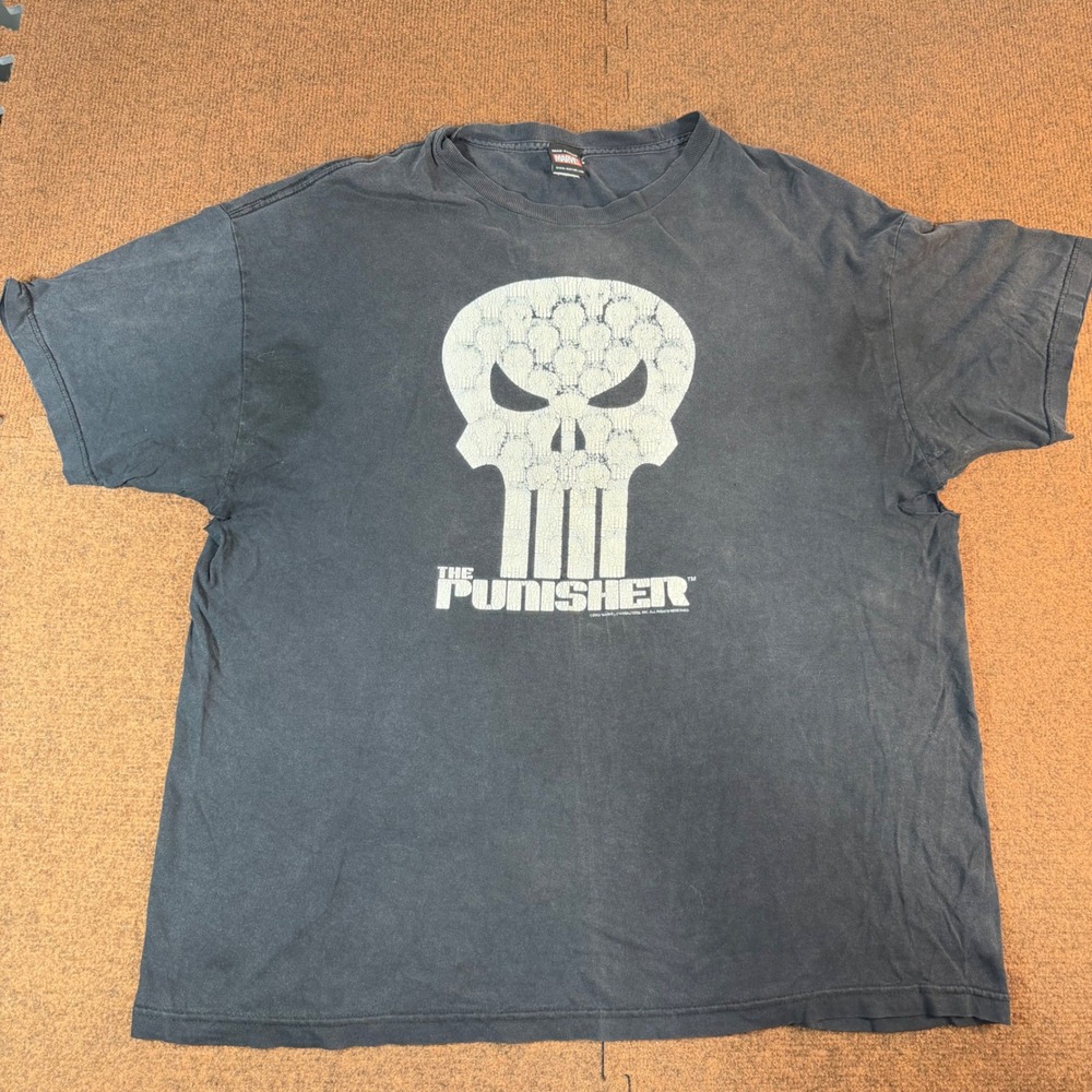 Marvel Mad Engine The Punisher Skull Graphic T-Shirt Mens XXL Black Distressed